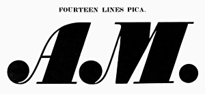 TYPOGRAPHY, 1825. Fourteen lines pica, a typeface from the catalog of Baker & Greele TYPOGRAPHY, 1825. Fourteen lines pica, a typeface from the catalog of Baker & Greele