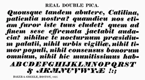 TYPOGRAPHY, 1825. Real double pica, a typeface from the catalog of Baker & Greele TYPOGRAPHY, 1825. Real double pica, a typeface from the catalog of Baker & Greele