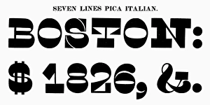 TYPOGRAPHY, 1825. Seven lines pica Italian, a typeface from the catalog of Baker & Greele TYPOGRAPHY, 1825. Seven lines pica Italian, a typeface from the catalog of Baker & Greele