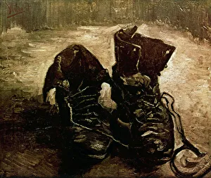 VAN GOGH: BOOTS, 1886. Boots with Laces. Oil on canvas, Paris, by Vincent Van Gogh VAN GOGH: BOOTS, 1886. Boots with Laces. Oil on canvas, Paris, by Vincent Van Gogh