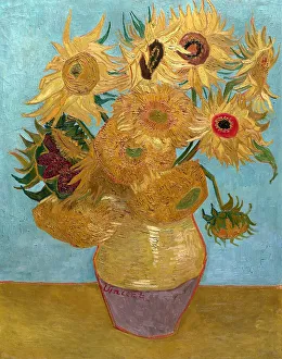 VAN GOGH: SUNFLOWERS, 1889. Vase With Twelve Sunflowers. Oil on canvas, Vincent van Gogh VAN GOGH: SUNFLOWERS, 1889. Vase With Twelve Sunflowers. Oil on canvas, Vincent van Gogh
