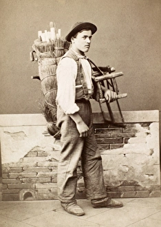 VENICE: PEDDLER, 1891. Street peddler of Venice, Italy. Original cabinet photograph VENICE: PEDDLER, 1891. Street peddler of Venice, Italy. Original cabinet photograph