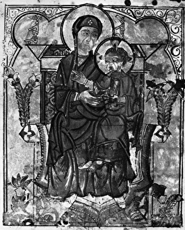 VIRGIN AND CHILD. The Virgin Mary and Jesus. Illumination from a Gospel book copied in Mosul VIRGIN AND CHILD. The Virgin Mary and Jesus. Illumination from a Gospel book copied in Mosul