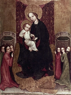 Anonymous Painter Style Prints: THE VIRGIN ENTHRONED. Anonymous painter, Polish School, Early 15th century