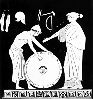 VULCAN AND THETIS. Vulcan making a new armor for Achilles on the request of his mother, Thetis VULCAN AND THETIS. Vulcan making a new armor for Achilles on the request of his mother, Thetis