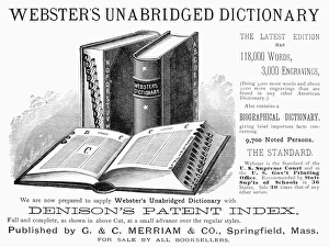 American Advertising Art Prints: WEBSTERs DICTIONARY. Advertisement for the 1883 edition of Websters Dictionary