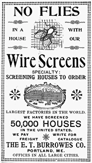 WIRE SCREEN AD, 1895. American newspaper advertisement, 1895 WIRE SCREEN AD, 1895. American newspaper advertisement, 1895