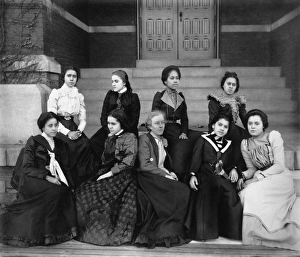 WOMEN, c1899. Nine African-American women seated on the steps of Atlanta University in WOMEN, c1899. Nine African-American women seated on the steps of Atlanta University in
