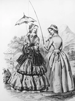 WOMEN'S FASHION, 1845. Lithograph, 1845 WOMEN'S FASHION, 1845. Lithograph, 1845
