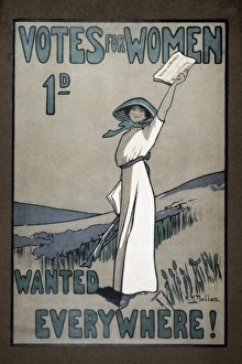 WOMEN'S RIGHTS. English poster, c1907, for Votes for Women newspaper WOMEN'S RIGHTS. English poster, c1907, for Votes for Women newspaper