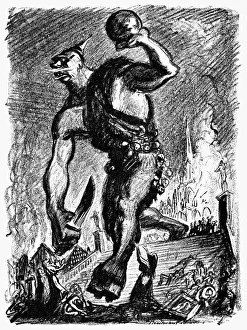 WORLD WAR I: CARTOON, 1915. Belgium: the return of the Goth. American cartoon WORLD WAR I: CARTOON, 1915. Belgium: the return of the Goth. American cartoon