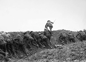 WORLD WAR I: SOMME, 1916. Allied troops going over the top, or advancing over WORLD WAR I: SOMME, 1916. Allied troops going over the top, or advancing over