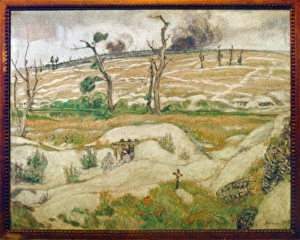 WORLD WAR I, THE SOMME. The Somme, winter 1916. Oil on canvas by Jules Flandrin WORLD WAR I, THE SOMME. The Somme, winter 1916. Oil on canvas by Jules Flandrin