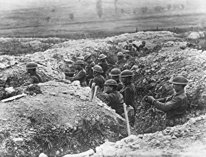 WORLD WAR I: TRENCH WARFARE, c1917. Entrenched American soldiers WORLD WAR I: TRENCH WARFARE, c1917. Entrenched American soldiers