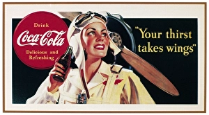 World War II themed Coca-Cola advertisement poster, 1941 World War II themed Coca-Cola advertisement poster, 1941