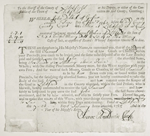 WRIT OF DEBT, 1762. Writ issued to the sheriff of Litchfield County, Connecticut WRIT OF DEBT, 1762. Writ issued to the sheriff of Litchfield County, Connecticut