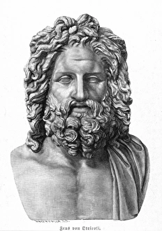 ZEUS. Wood engraving of a Roman marble copy of the lost 4th century B.C. original Greek sculpture ZEUS. Wood engraving of a Roman marble copy of the lost 4th century B.C. original Greek sculpture