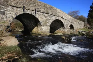 Postbridge Prints: Postbridge Devon Print: Two Bridges Over East Dart River