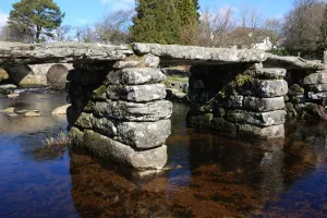 Postbridge Prints: Postbridge Print: Two Bridges Over the East Dart River
