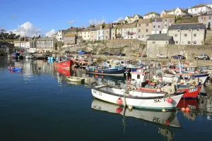 Mevagissey Harbour Print: Small Fishing Boats at Winter's Edge