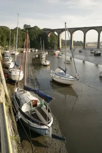 St Germans Print: Low Tide Scene Under the Viaduct