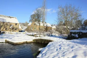 Winter Scene Print of Upper Slaughter Village in the Cotswolds