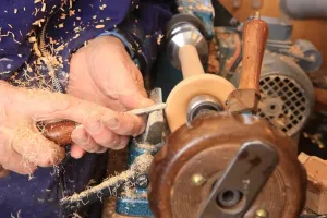 Prints of Julian Goodacre Bagpipe maker in Peeples Scotland Craft Prints: Julian Goodacre Print: Peatside, Pitlochry, Scotland