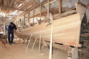 Dave Currah Building a 32ft Elm Gig in his Looe Workshop, Print