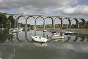 Reflection Prints: St Germans Rail Viaduct Print over River Boats