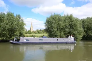 Print of a canal boat on the Upper Thames at Lechlade