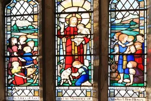 Golant St Sampsons Church Print with Stained Glass Windows