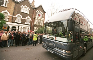 The Arsenal Team Coach arrives outside the East Stand on Avenell Road The Arsenal Team Coach arrives outside the East Stand on Avenell Road