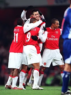 Cesc Fabregas celebrates setting up Arsenals 6th goal with Julio Baptista Cesc Fabregas celebrates setting up Arsenals 6th goal with Julio Baptista