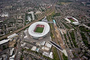 Emirates Stadium and Highbury photographed from the a helicopter during the match Emirates Stadium and Highbury photographed from the a helicopter during the match