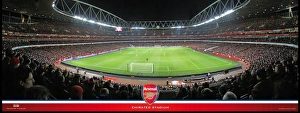 Emirates Stadium Match In Action Behind Goal At Night Framed Panoramic Emirates Stadium Match In Action Behind Goal At Night Framed Panoramic
