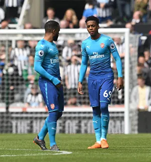 Joe Willock and Alexandre Lacazette (Arsenal) before the match. Newcastle United 2 Joe Willock and Alexandre Lacazette (Arsenal) before the match. Newcastle United 2