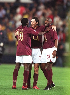 Kolo Toure, Robert Pires and Sol Campbell (Arsenal) celebrate at the end of the match Kolo Toure, Robert Pires and Sol Campbell (Arsenal) celebrate at the end of the match