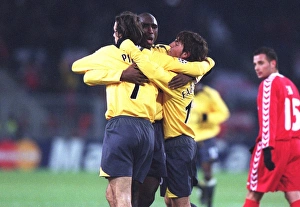Robert Pires celebrates scoring a goal for Arsenal with Sol Campbell and Cesc Fabregas Robert Pires celebrates scoring a goal for Arsenal with Sol Campbell and Cesc Fabregas