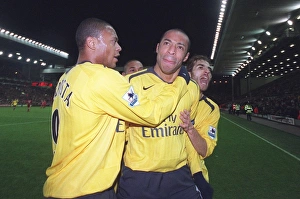 Thierry Henry celebrates scoring the 3rd Arsenal goal with Julio Baptista Thierry Henry celebrates scoring the 3rd Arsenal goal with Julio Baptista