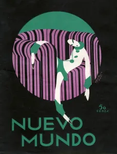 Prints of Nuevo Mundo 1920s Spain cc magazines relaxing art deco stripes chairs Embrace The Elegance: Art Deco Poster Art Collection: Art Deco Stripe Chairs Print (1920s)