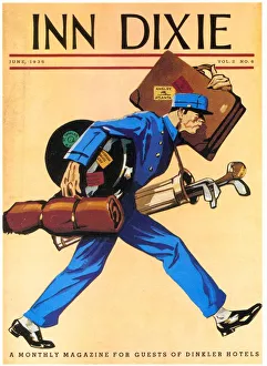 Inn Dixie 1930s USA golf luggage bell boys magazines Inn Dixie 1930s USA golf luggage bell boys magazines