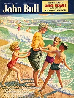 Images Dated 18th November 2003: John Bull 1950s UK holidays grandmothers sea beaches seaside waves paddling encouragement