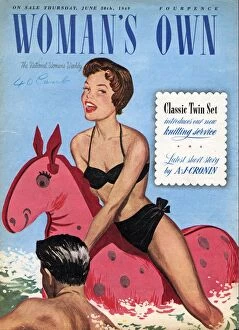 Images Dated 18th November 2003: Womans Own 1949 1940s UK holidays seaside inflatables magazines