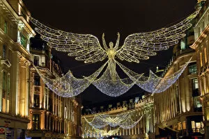 Christmas lights in the shape of Angels in Regent Street, London
