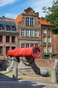 The Dulle Griet red cannon also known as Mad Meg in Grootcanonplein, Ghent, Belgium The Dulle Griet red cannon also known as Mad Meg in Grootcanonplein, Ghent, Belgium