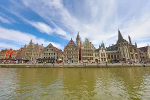 Graslei quay and the Leie River, Ghent, Belgium Graslei quay and the Leie River, Ghent, Belgium
