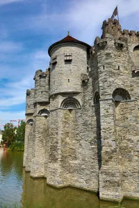 Gravensteen medieval castle and moat, Ghent, Belgium Gravensteen medieval castle and moat, Ghent, Belgium