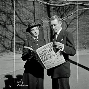 Checking the news on the set of Yield to the night Checking the news on the set of Yield to the night