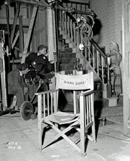 Diana Dors chair on the set of Yield to the Night Diana Dors chair on the set of Yield to the Night