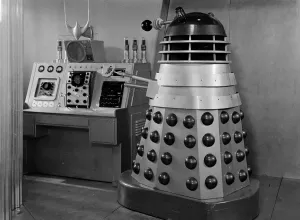 A close-up print of a Dalek from Dr. Who and the Daleks (1965) on Blu-ray